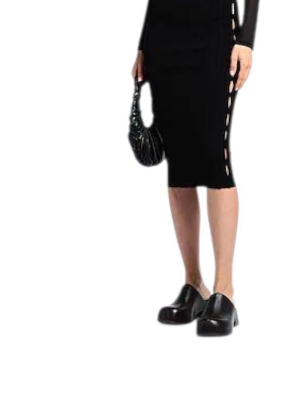Cotton Citizen Black Ribbed Midi Skirt